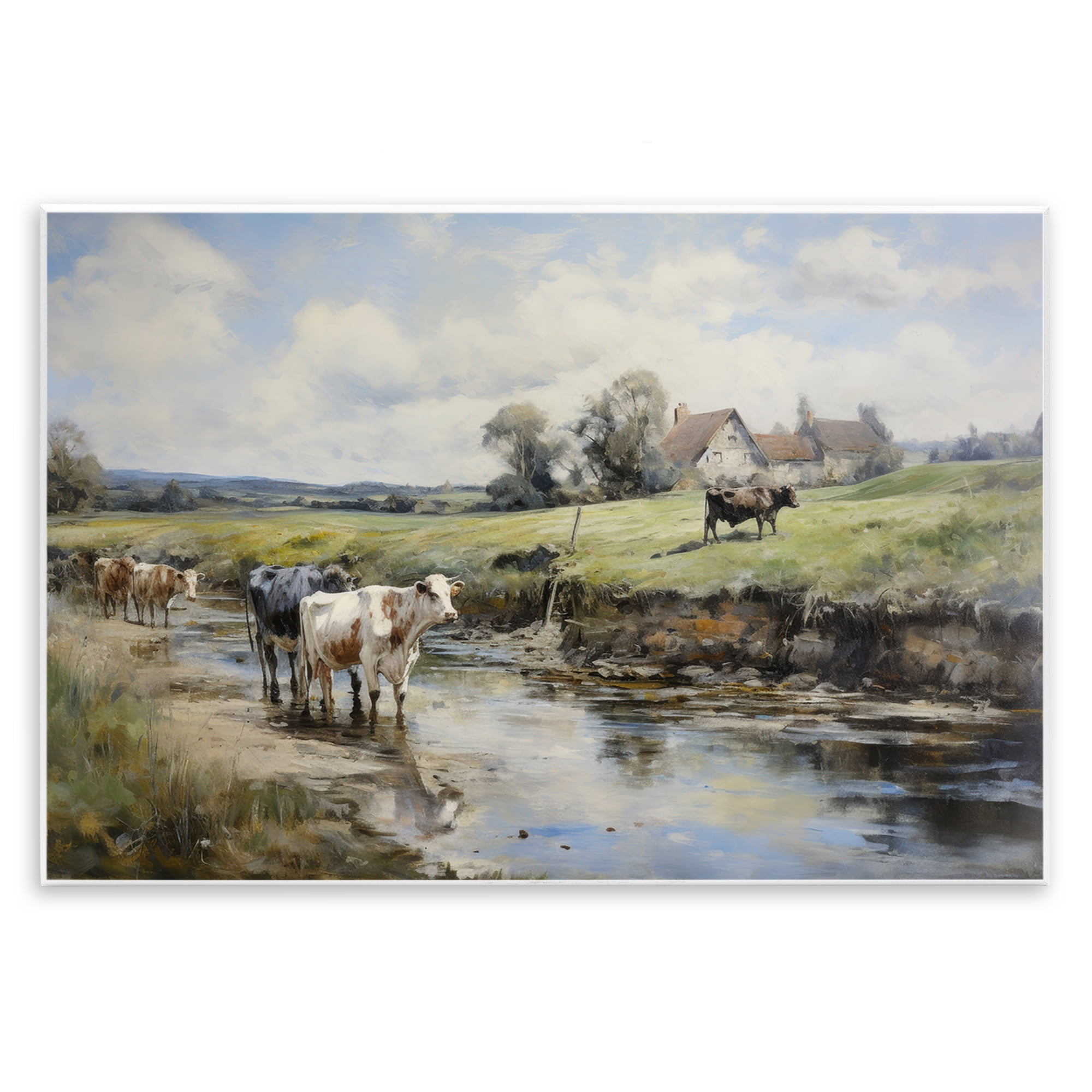 Stupell Industries Free Roaming Cattle Landscape & Nature Painting Unframed Art Print Wall Art, 15 x 10