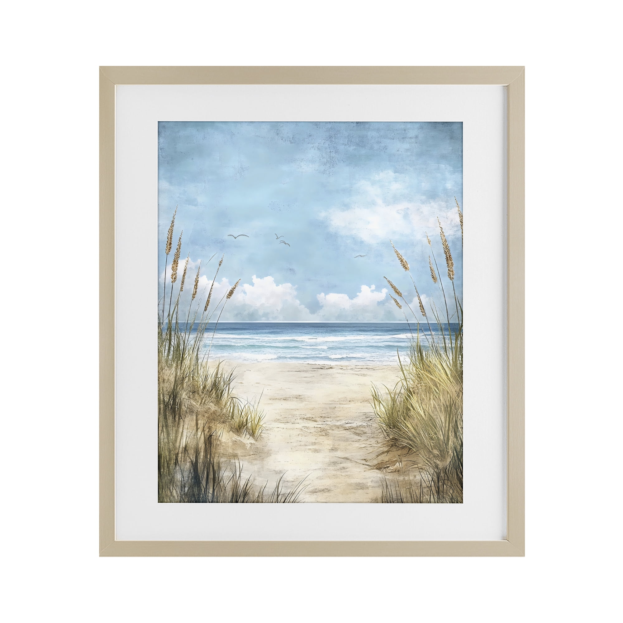 Stupell Industries Free Seagulls over Beach Dunes Birch Framed Print Under Glass, design by Creative Studio