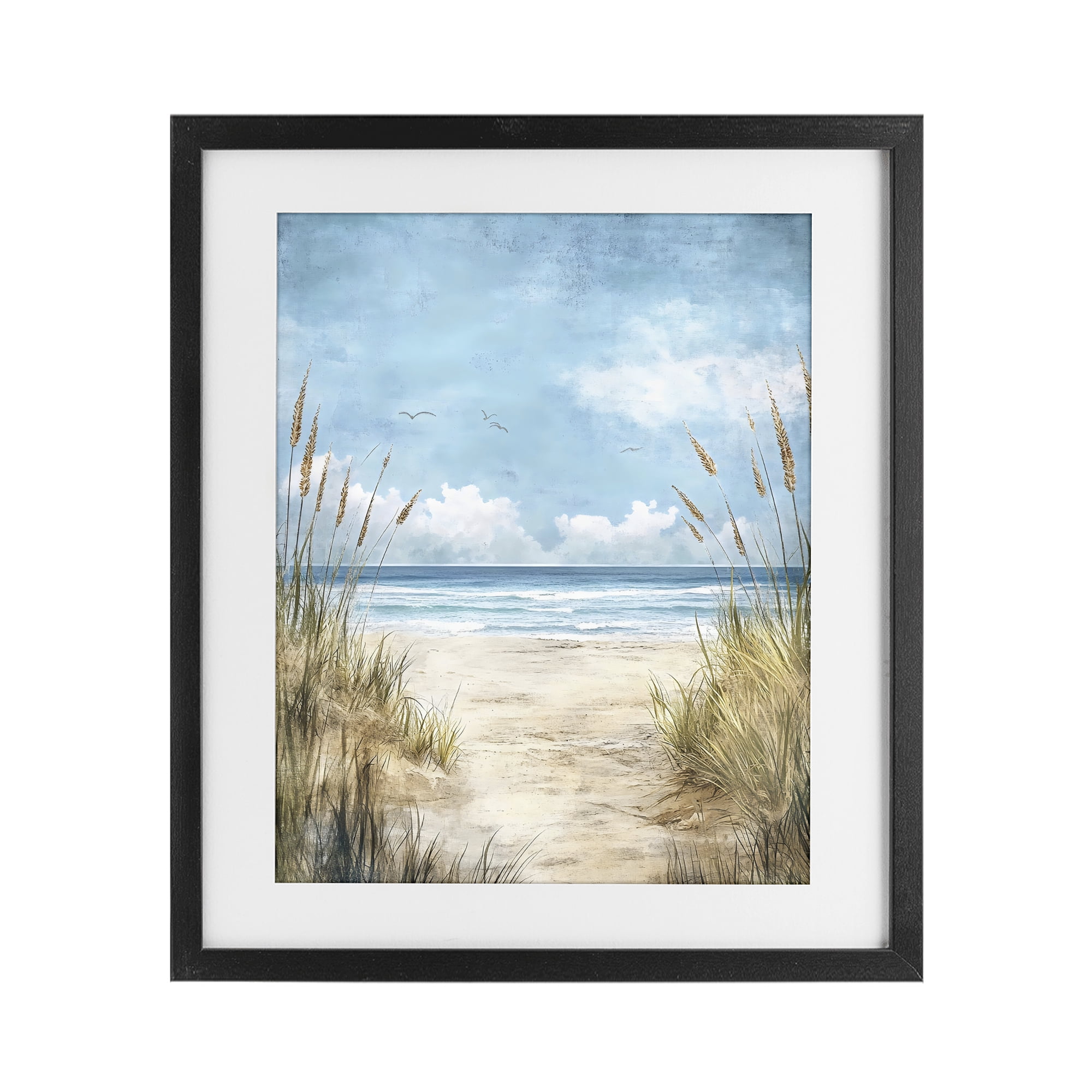 Stupell Industries Free Seagulls over Beach Dunes Black Framed Print Under Glass, design by Creative Studio
