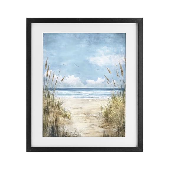 Stupell Industries Tropical Free Seagulls over Beach Dunes Black Framed Print Under Glass, 13 x 16, by Creative Studio