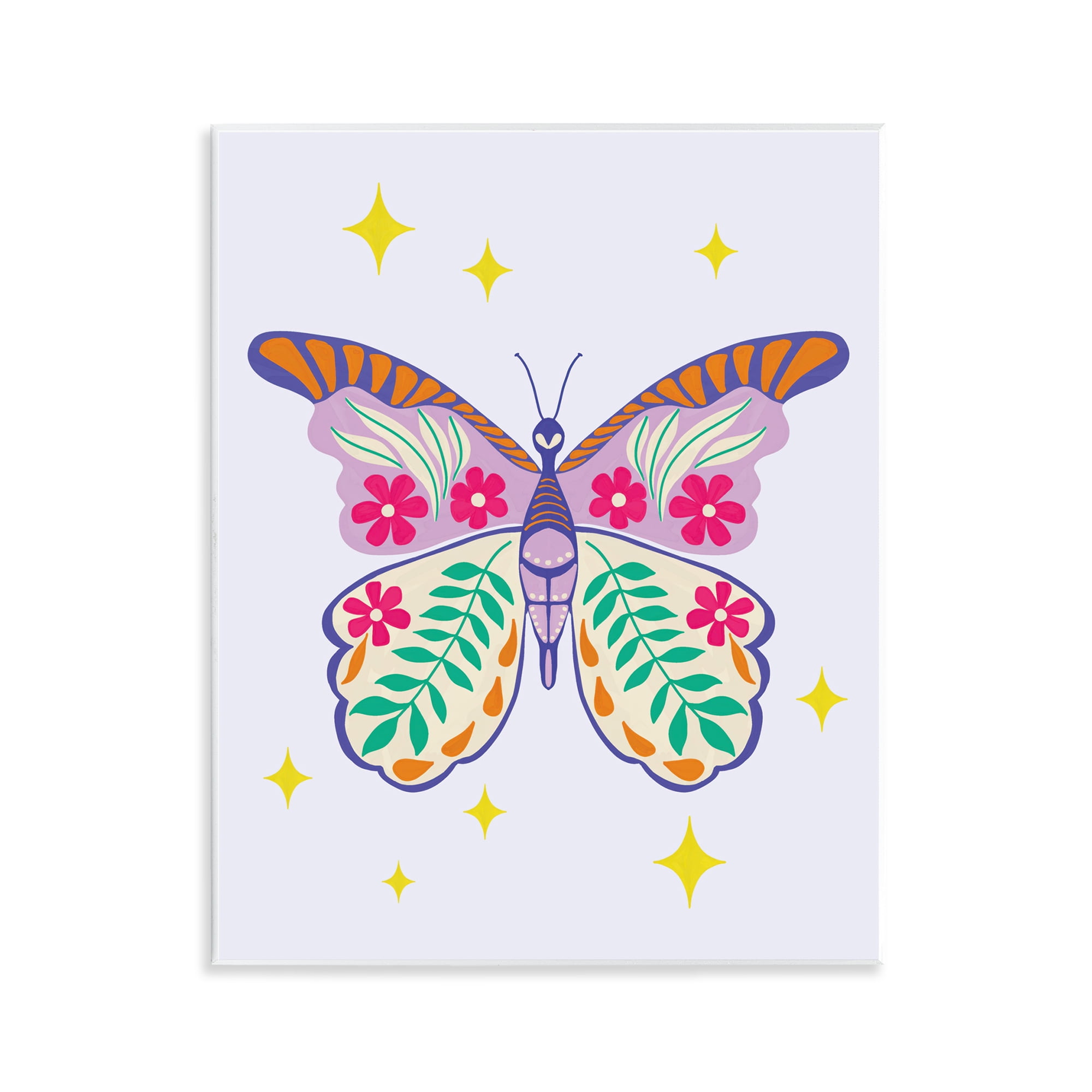 Stupell Industries Free Spirit Floral Butterfly Animals Painting Unframed Art Print Wall Art, 11 x 14