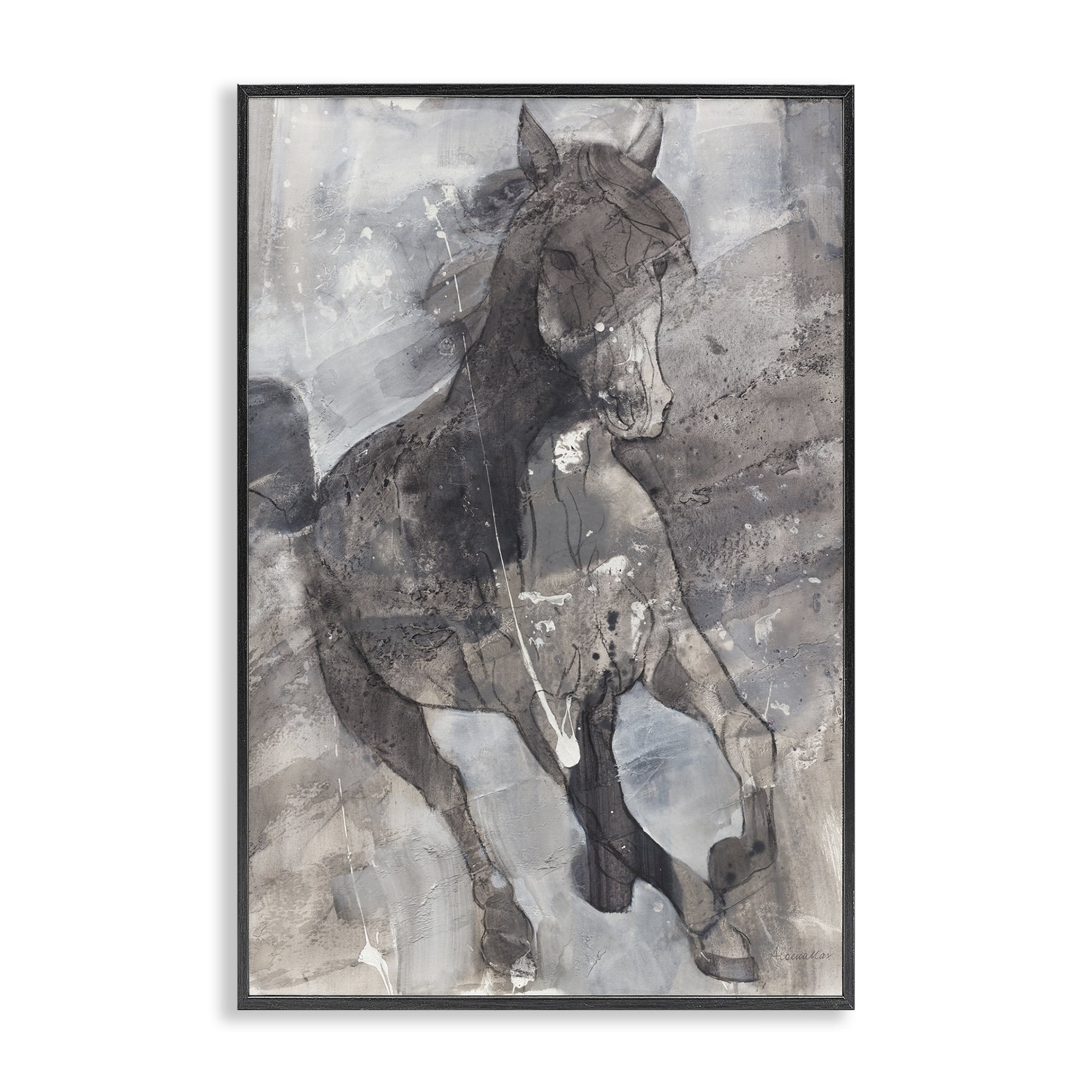 Stupell Industries Free Spirit Stallion Animals & Insects Painting Black Framed Art Print Wall Art, 20 x 30