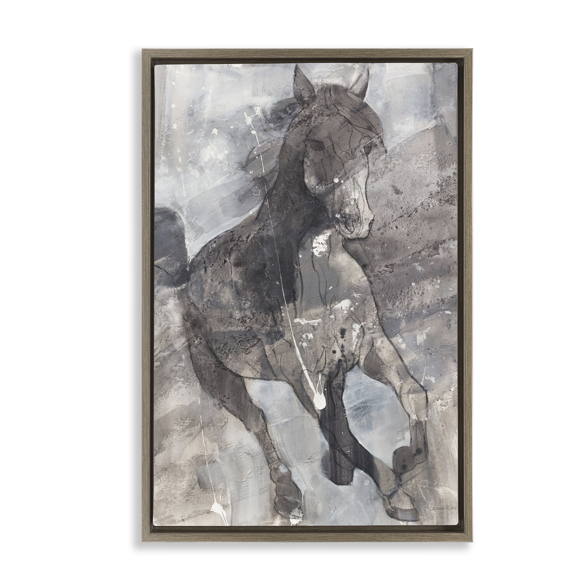 Stupell Industries Free Spirit Stallion Animals & Insects Painting Brown Floater Framed Canvas Art Print Wall Art, 17 x 25