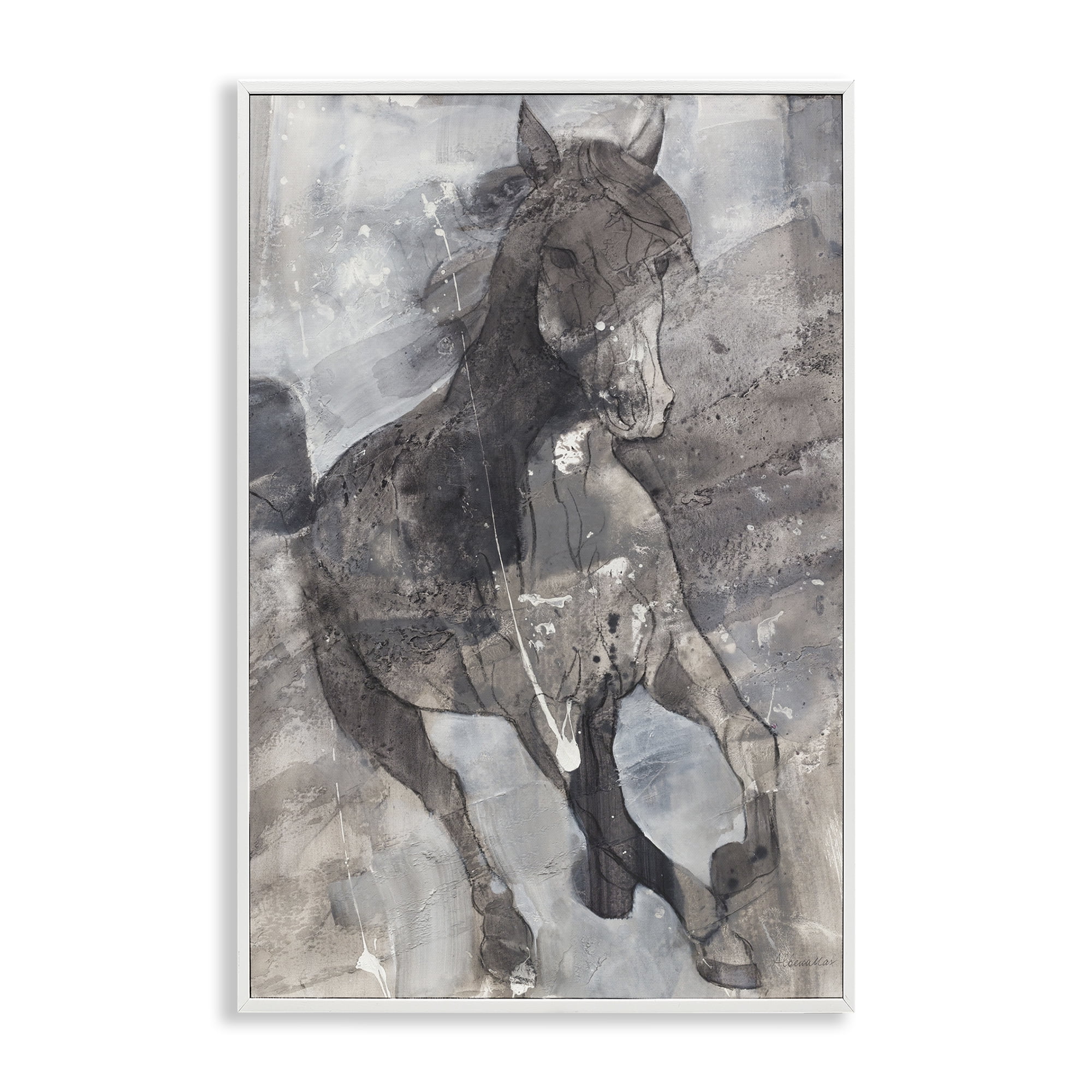 Stupell Industries Free Spirit Stallion Animals & Insects Painting White Framed Art Print Wall Art, 12 x 18