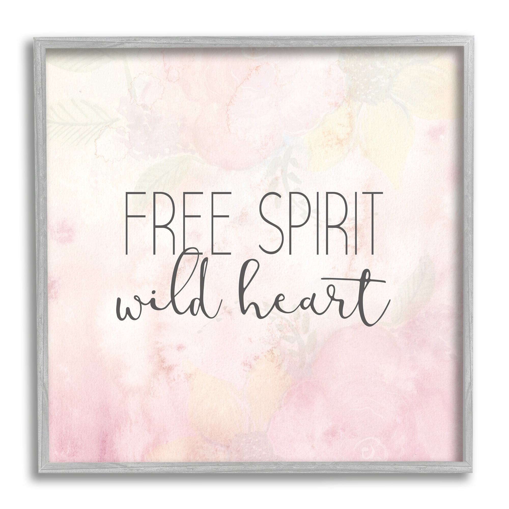 Stupell Industries Free Spirit Wild Heart Inspirational Pastel Watercolor Framed Wall Art, 12 x 12, Design by Kim Allen