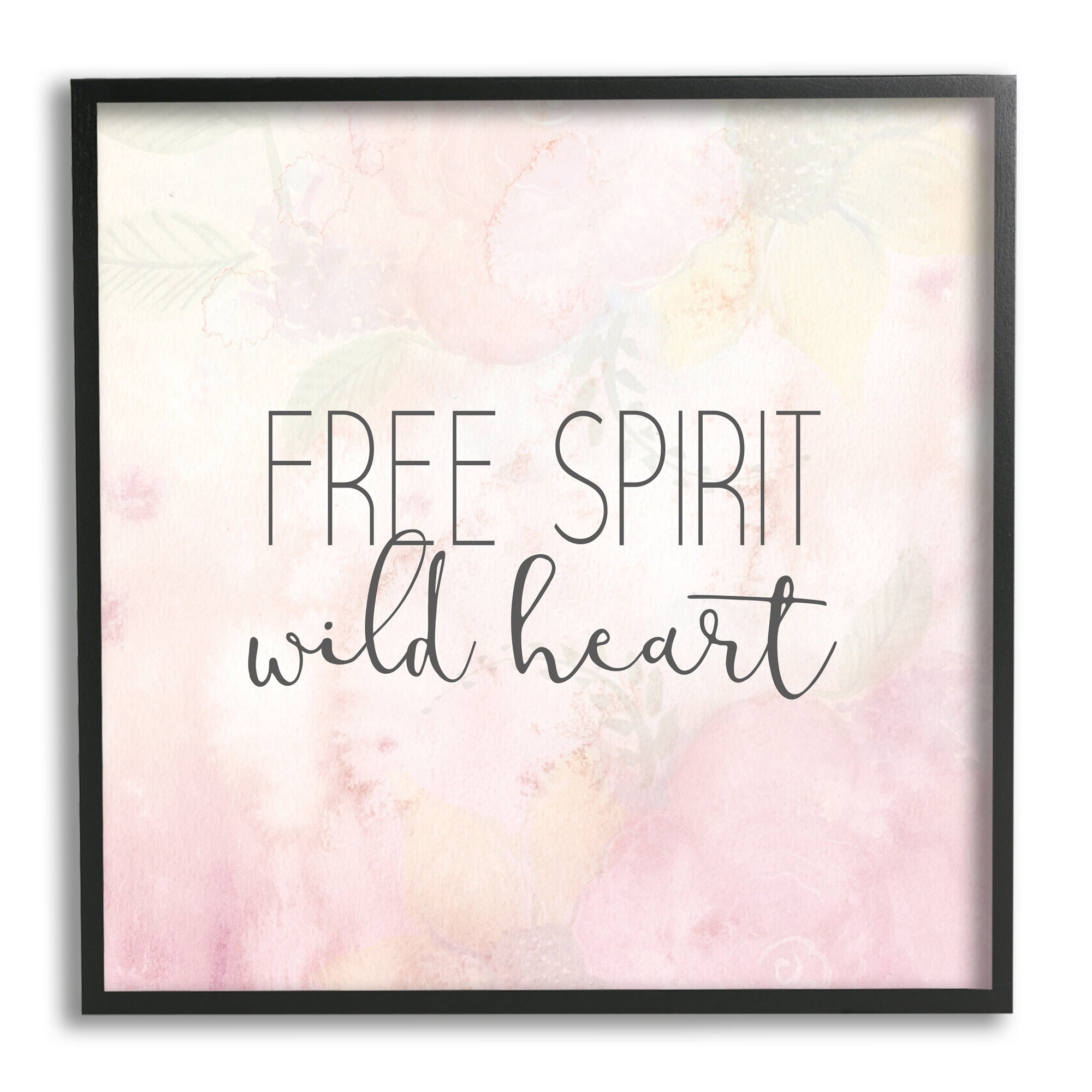 Stupell Industries Free Spirit Wild Heart Inspirational Pastel Watercolor Framed Wall Art, 17 x 30, Design by Kim Allen