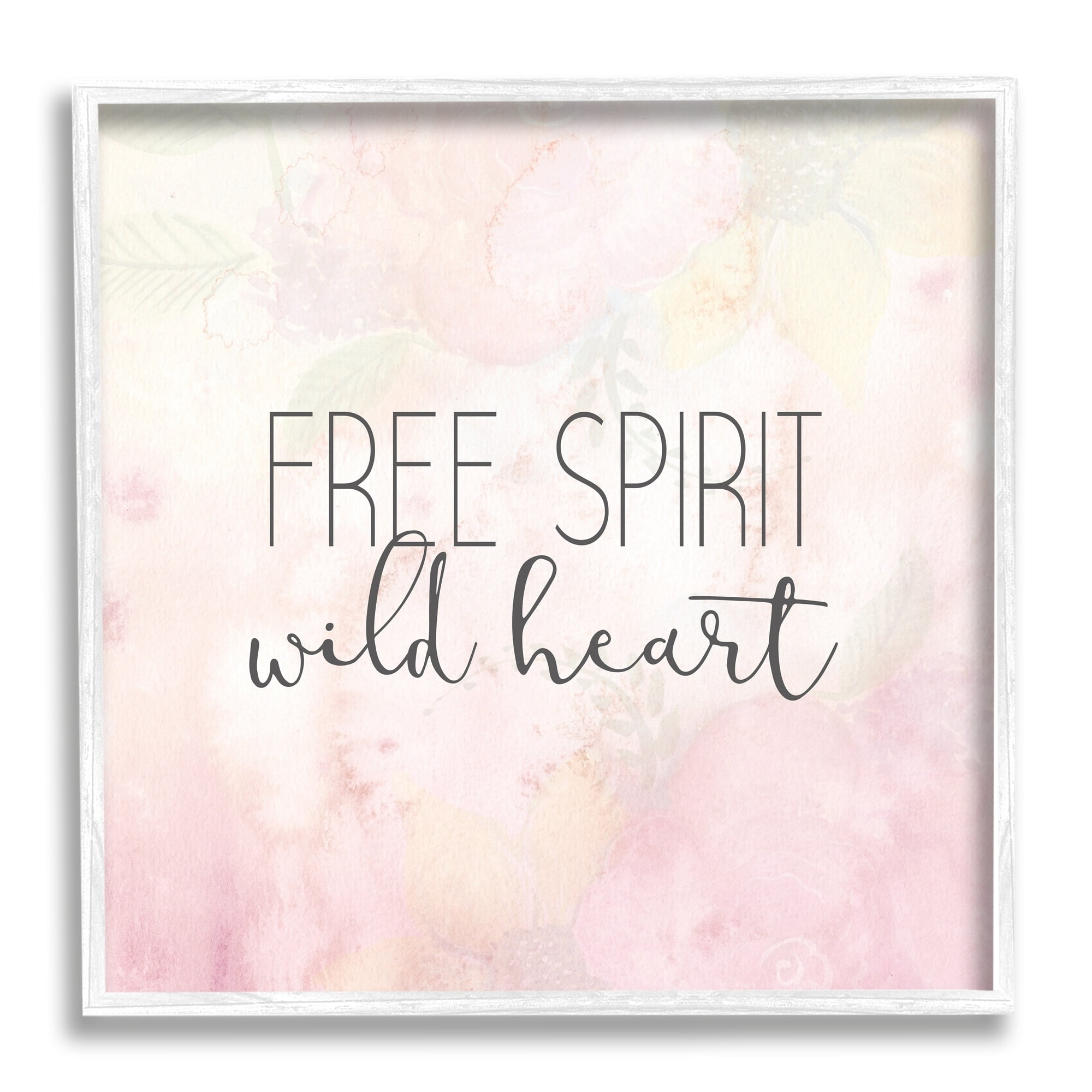 Stupell Industries Free Spirit Wild Heart Inspirational Pastel Watercolor Framed Wall Art, 24 x 24, Design by Kim Allen