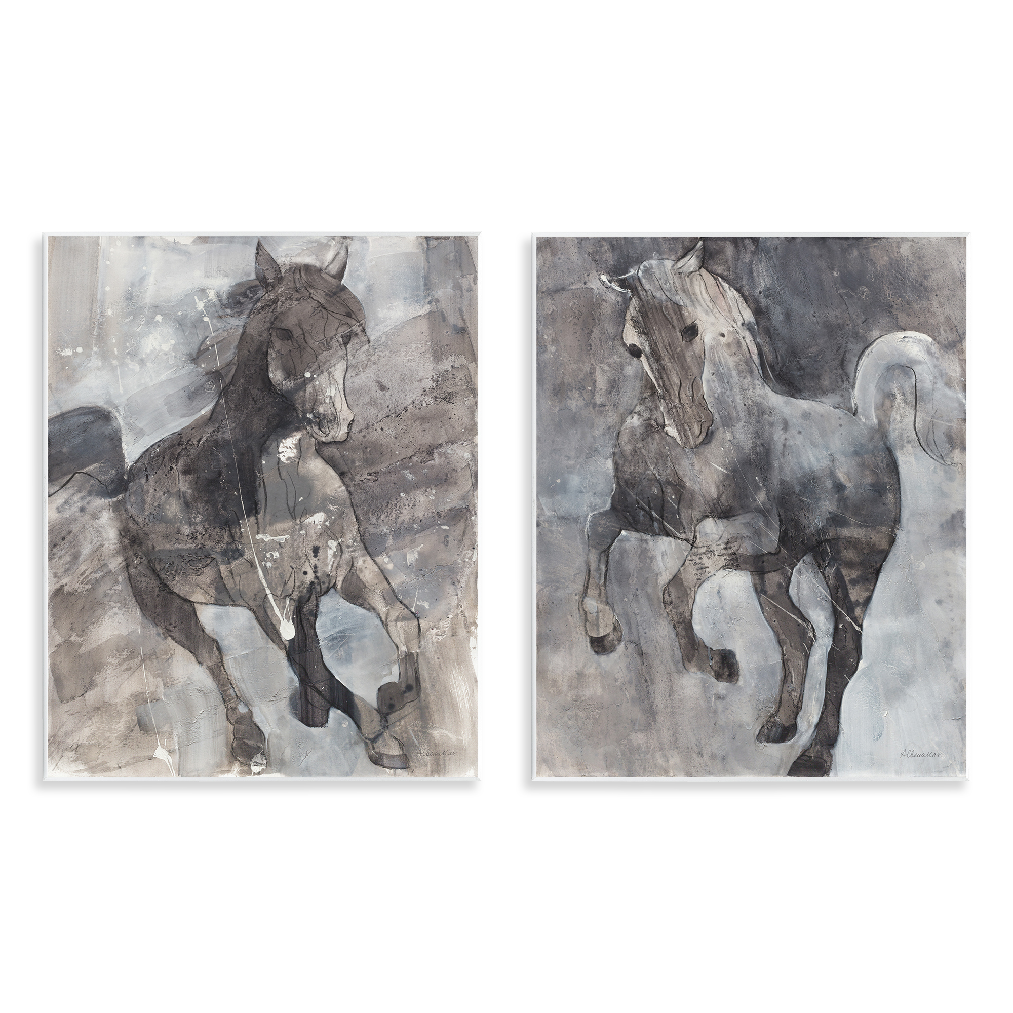 Stupell Industries Free Spirit Wind Dancer Horse Animals Painting Unframed Art Print Wall Art, 11 x 14, Set of 2