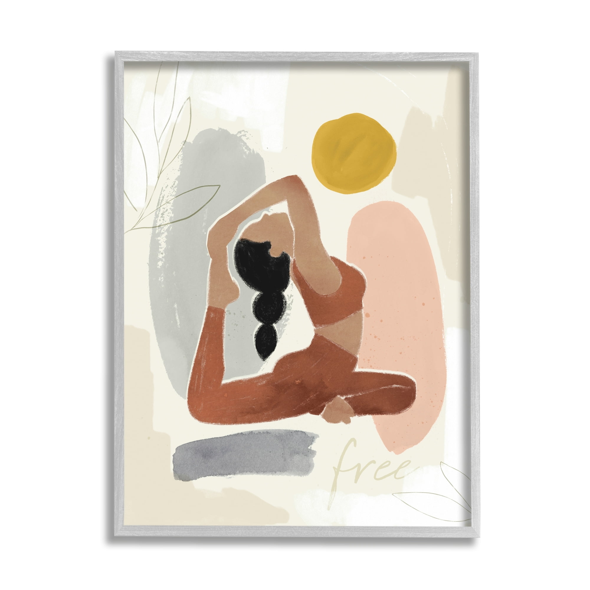 Stupell Industries Free Text Modern Botanical Pattern Yoga Exercise, 24 x 30, Design by Victoria Barnes