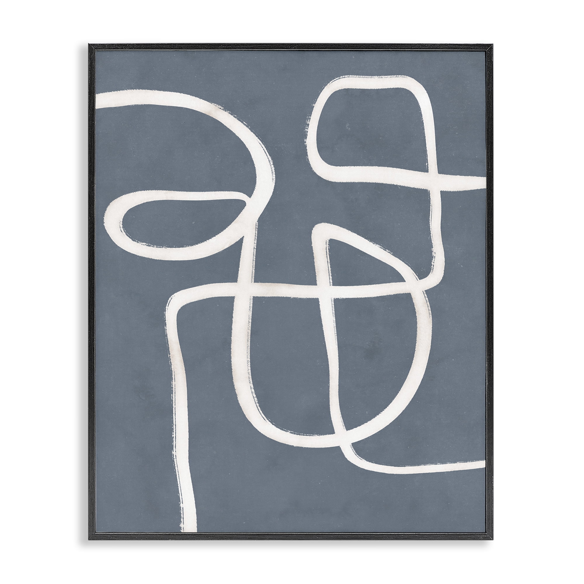 Stupell Industries Freeflow Line on Blue Abstract Painting Black Framed Art Print Wall Art, 16 x 20