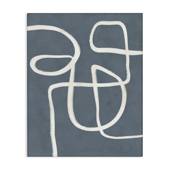 Stupell Industries Freeflow Line on Blue Abstract Painting Gallery Wrapped Canvas Art Print Wall Art, 16 x 20