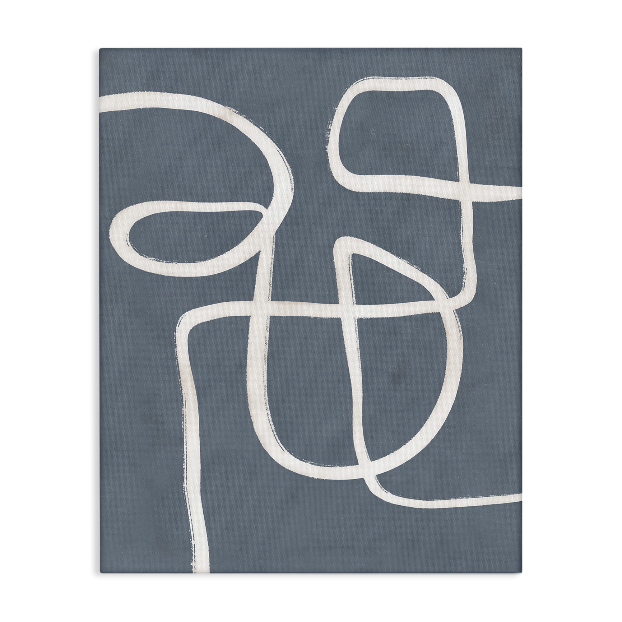 Stupell Industries Freeflow Line on Blue Abstract Painting Gallery Wrapped Canvas Art Print Wall Art, 30 x 40