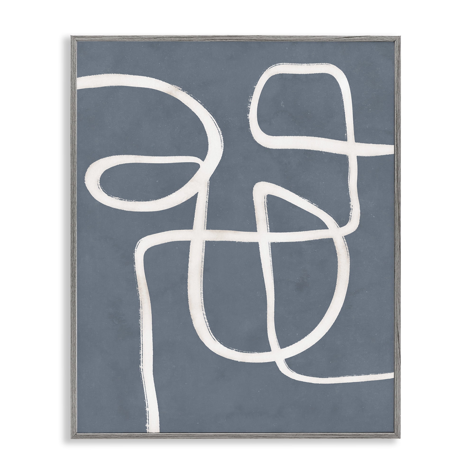 Stupell Industries Freeflow Line on Blue Abstract Painting Gray Framed Art Print Wall Art, 11 x 14