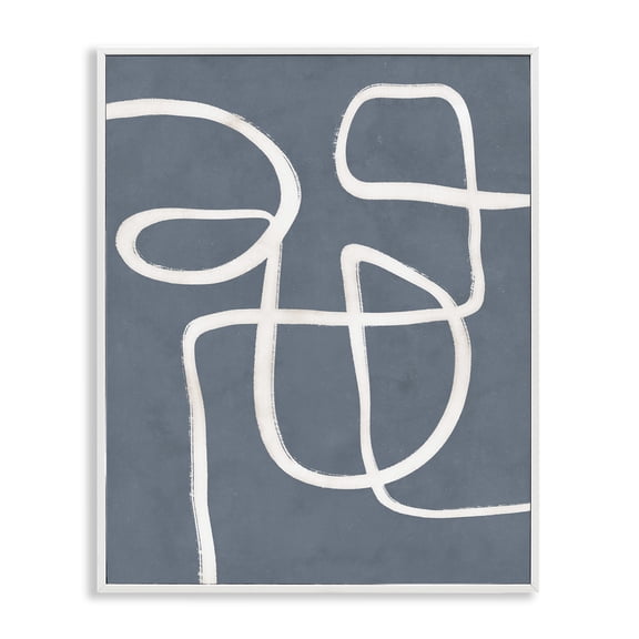 Stupell Industries Freeflow Line on Blue Abstract Painting White Framed Art Print Wall Art, 11 x 14