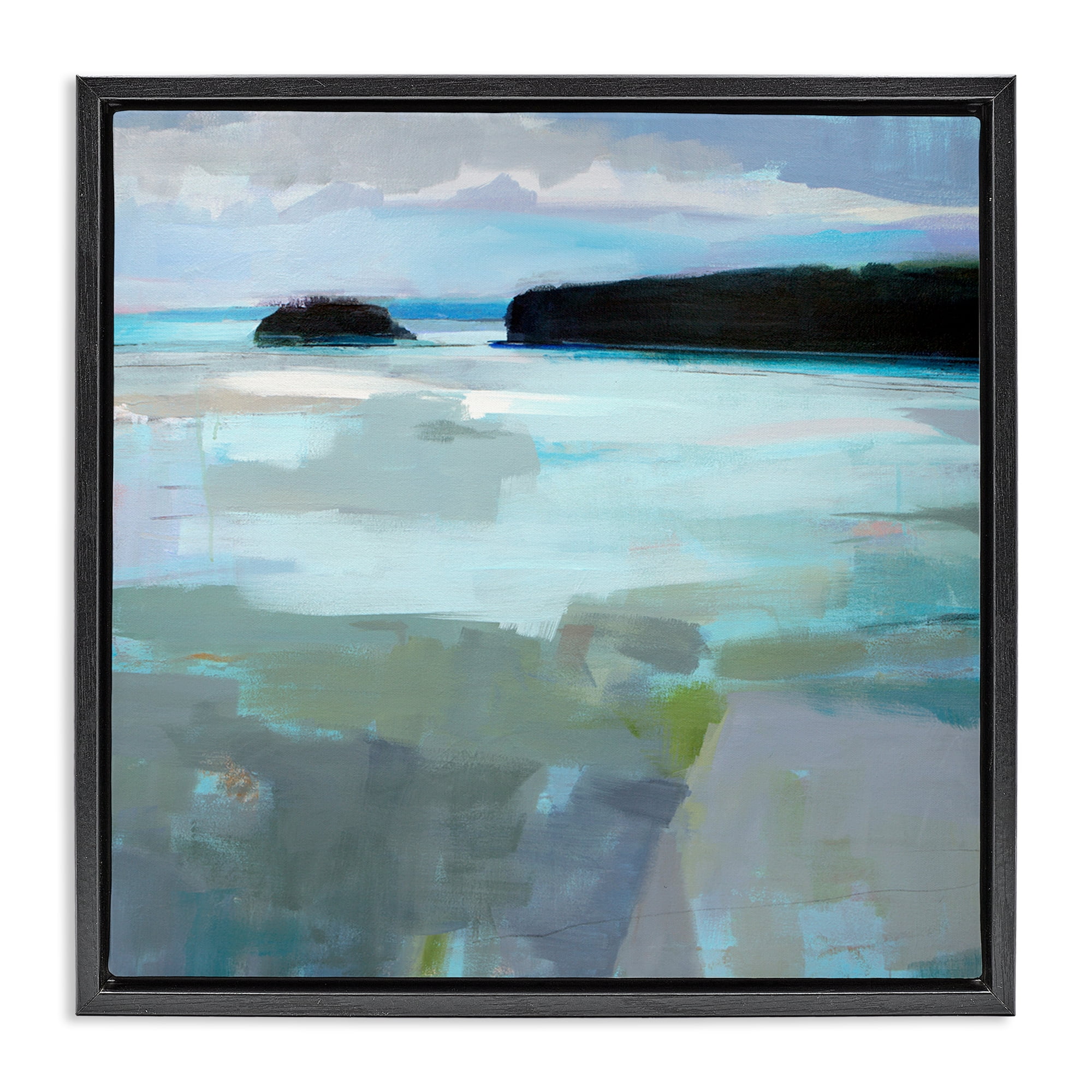 Stupell Industries Freeport Maine Abstraction Black Framed Floater Canvas Wall Art, design by Kathleen Robbins