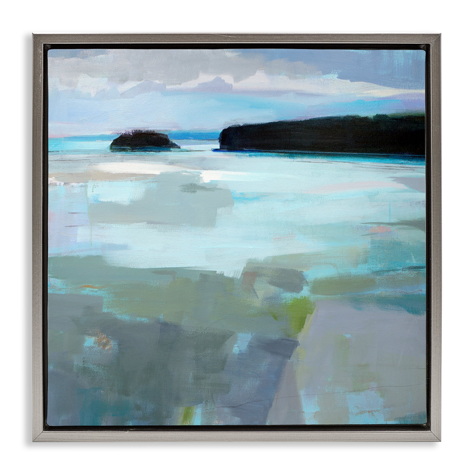 Stupell Industries Freeport Maine Abstraction Gray Framed Floater Canvas Wall Art, design by Kathleen Robbins