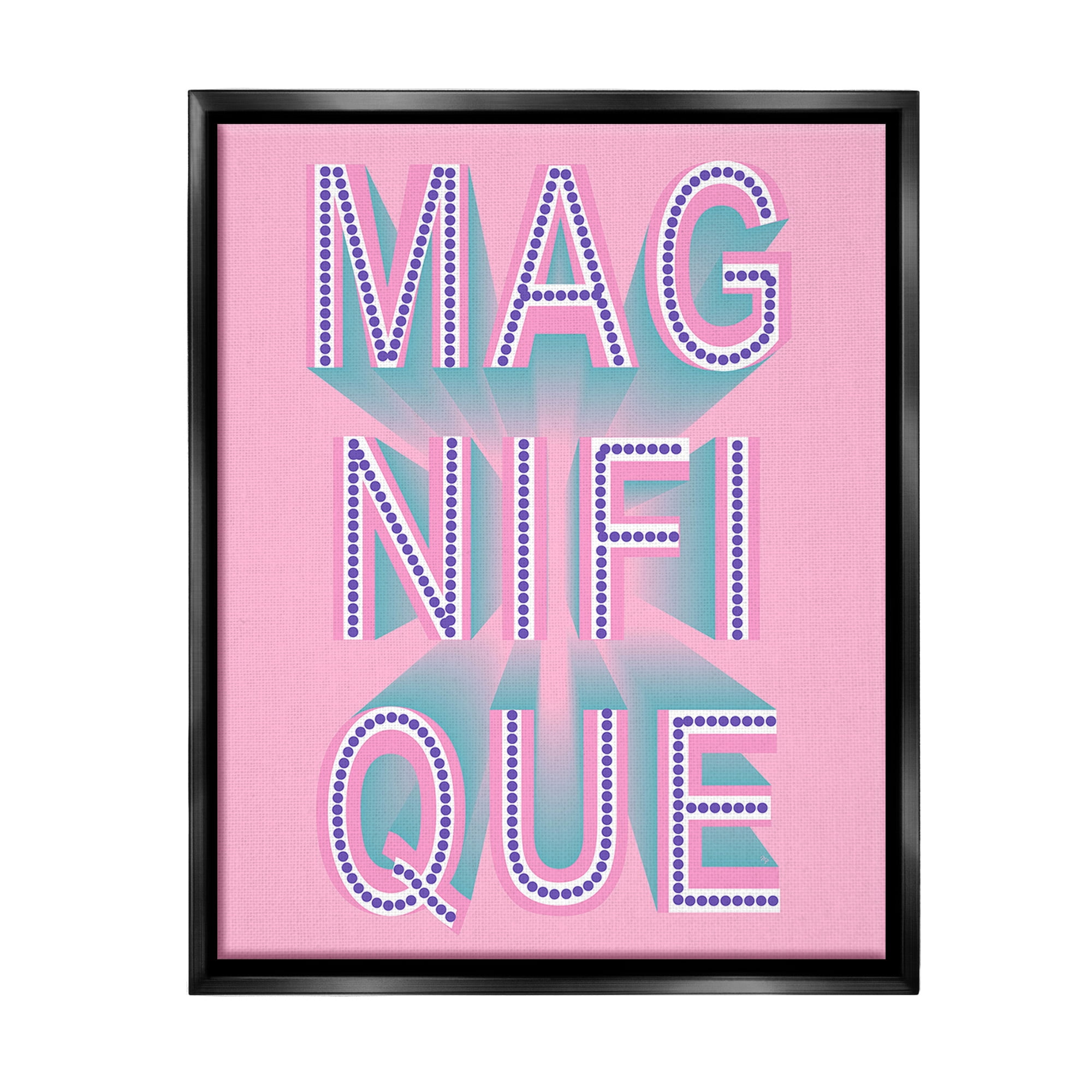 Stupell Industries French Abstract Magnifique Inspirational Painting Black Floater Framed Canvas Art Print Wall Art, 17 x 21