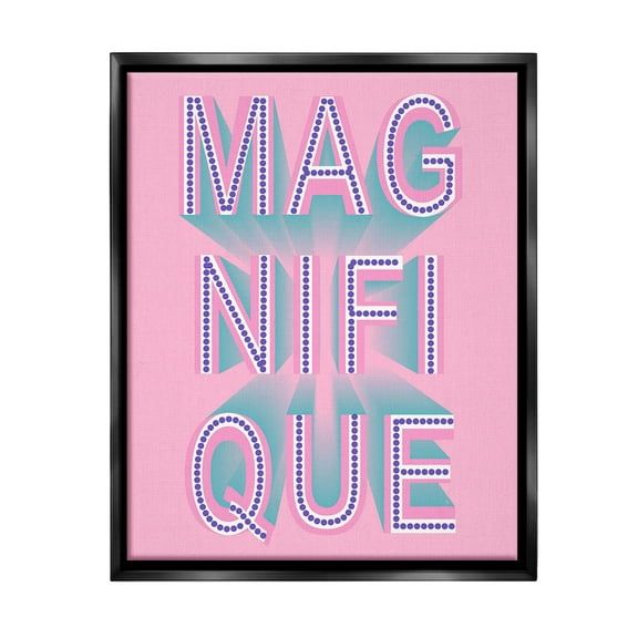 Stupell Industries French Abstract Magnifique Inspirational Painting Black Floater Framed Canvas Art Print Wall Art, 17 x 21