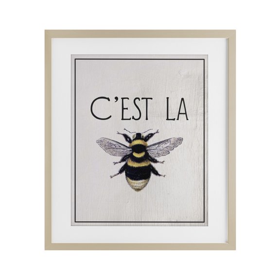 Stupell Industries French Bee Phrase Birch Framed Print Under Glass design by Lil' Rue, 21 x 17