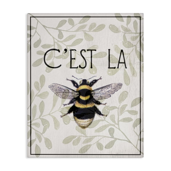 Stupell Industries French Bee on Floral Canvas Wall Art design by Lil' Rue, 30 x 24