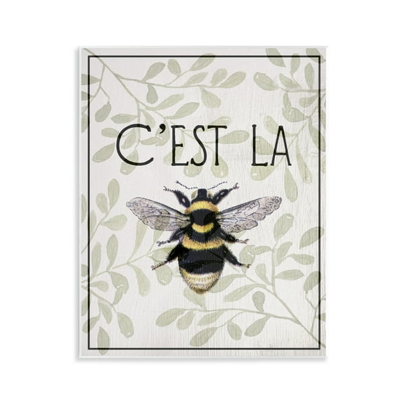 Stupell Industries French Bee on Floral Wall Plaque Art design by Lil' Rue, 14 x 11