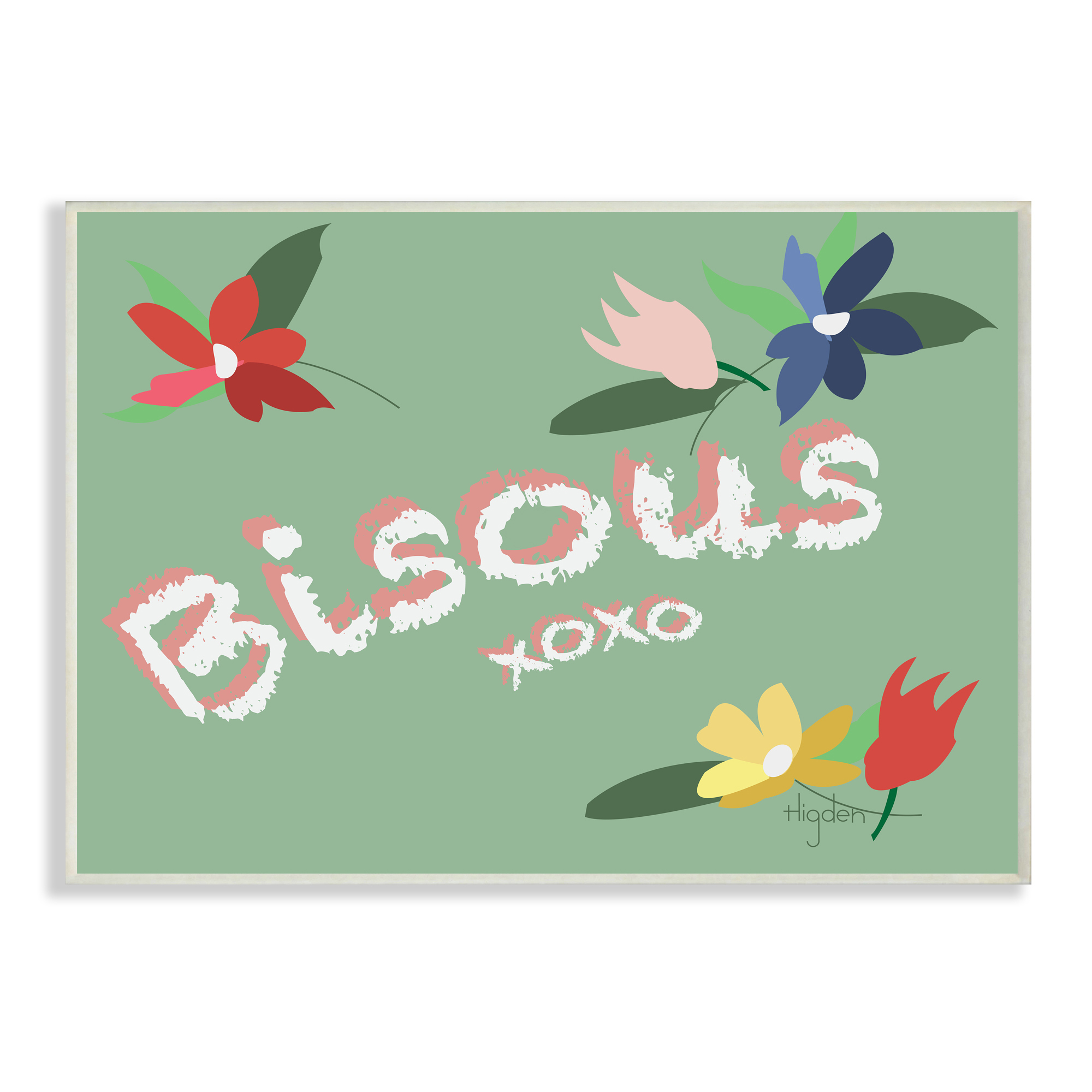Stupell Industries French Bisous Text Floral Kisses Design Wall Plaque by Mark Higden