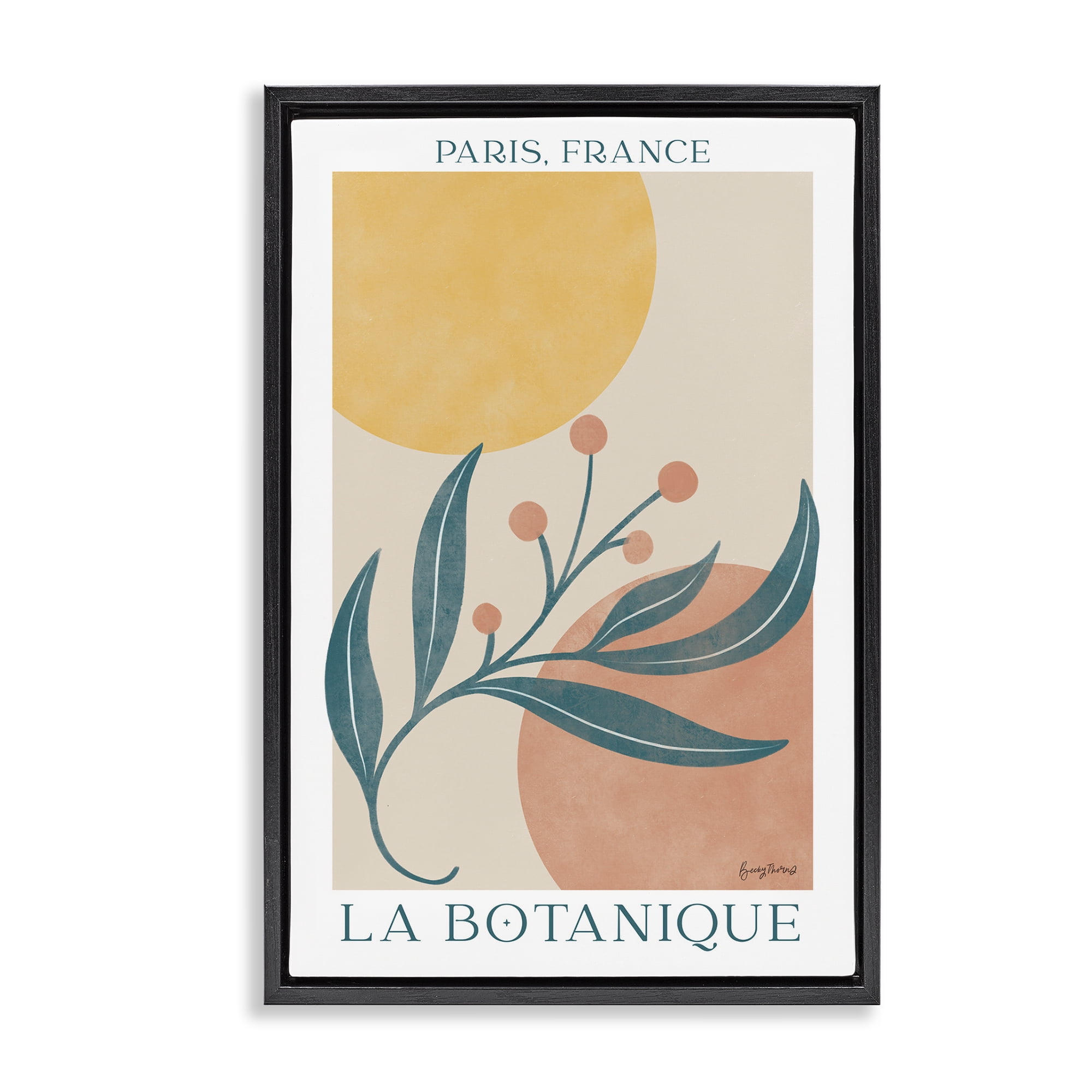 Stupell Industries French Botanical Poster Botanical & Floral Painting Black Floater Framed Art Print Wall Art, 21 x 31