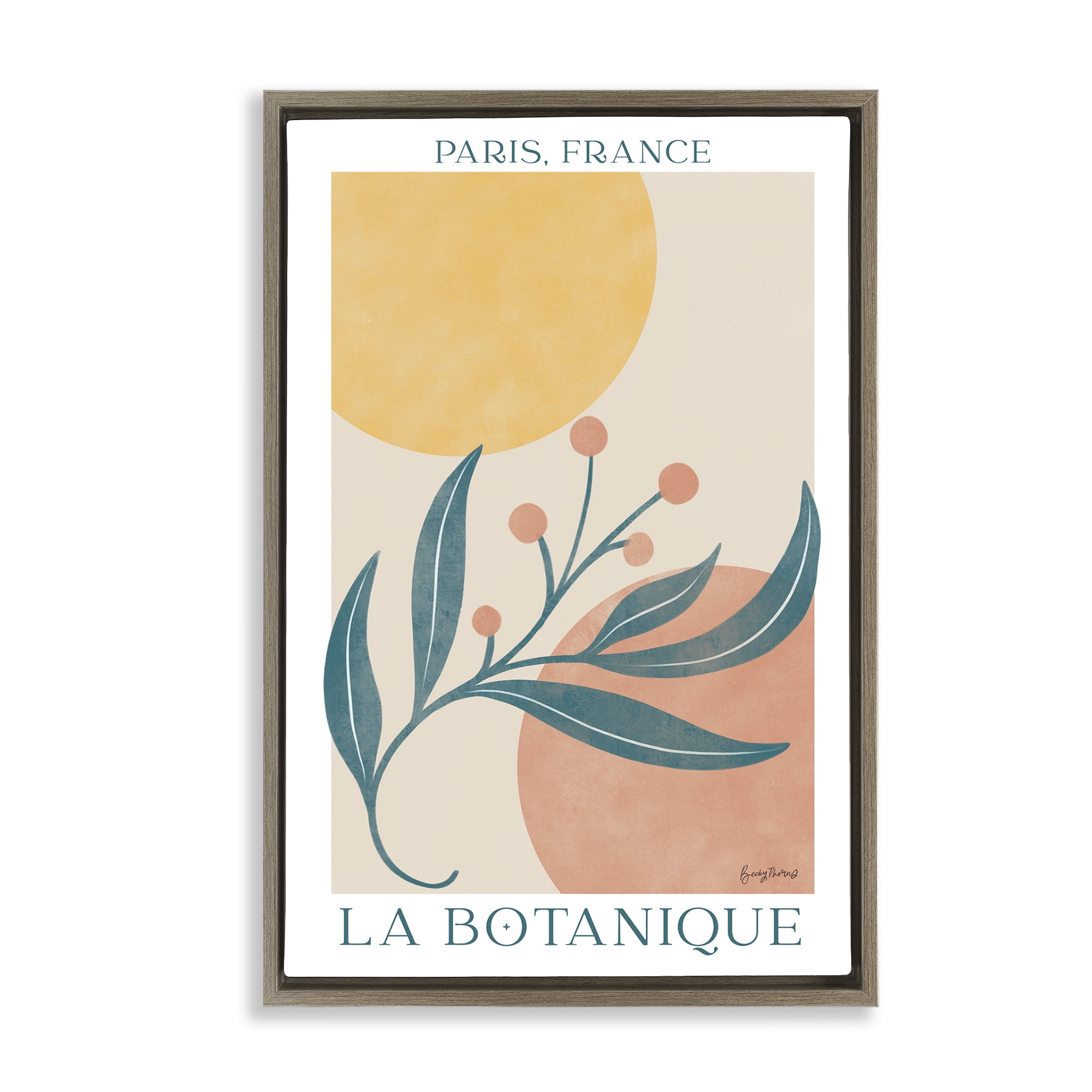 Stupell Industries French Botanical Poster Botanical & Floral Painting Brown Floater Framed Art Print Wall Art, 21 x 31