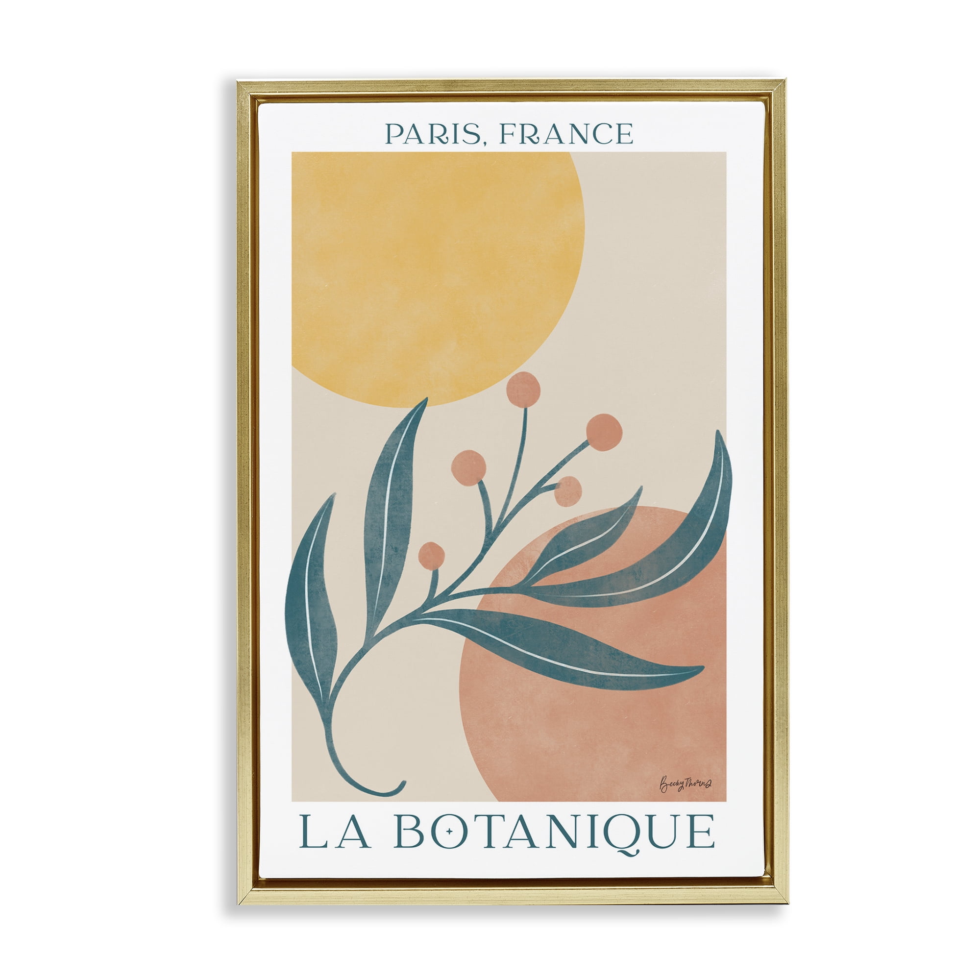 Stupell Industries French Botanical Poster Botanical & Floral Painting Gold Floater Framed Art Print Wall Art, 17 x 25