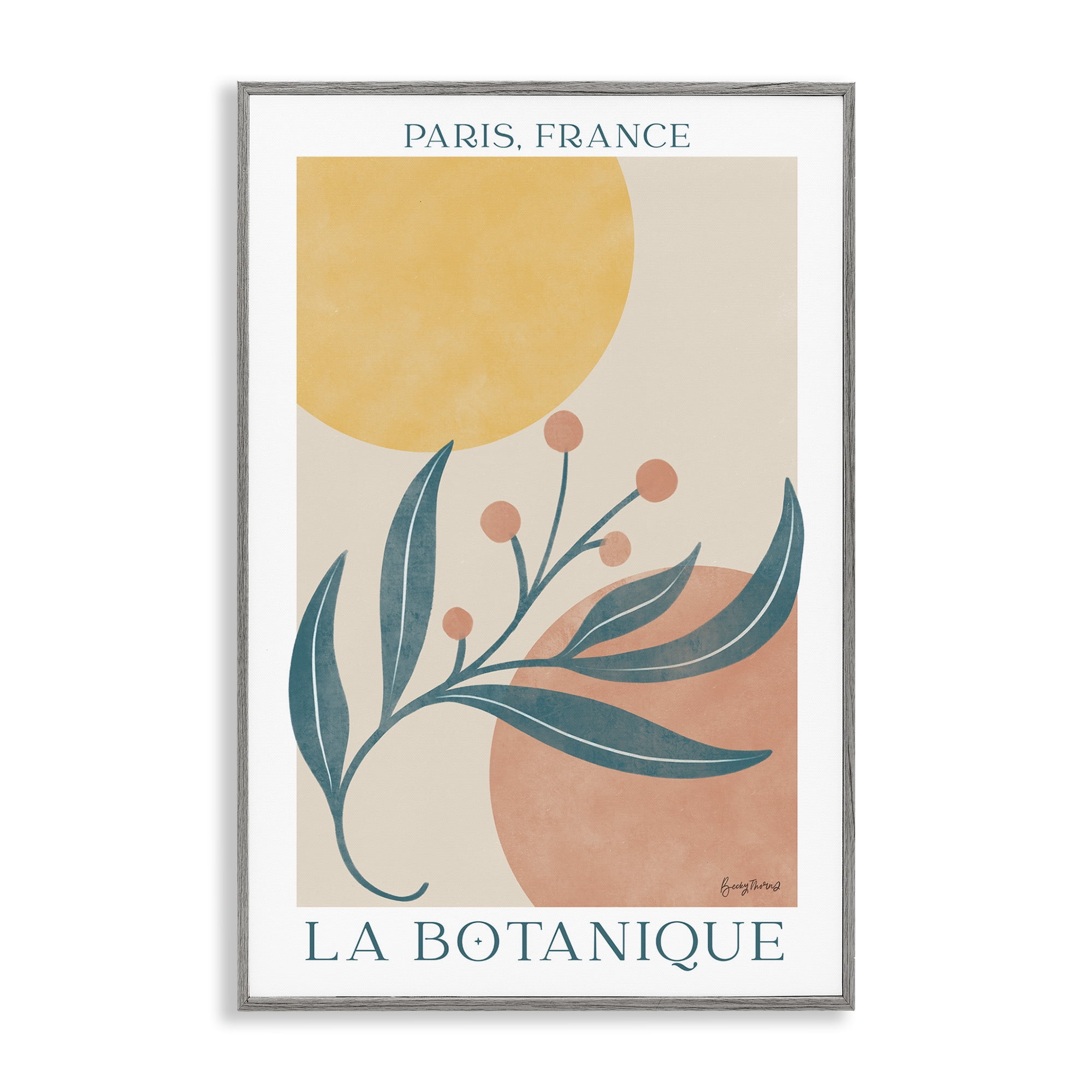 Stupell Industries French Botanical Poster Botanical & Floral Painting Gray Framed Art Print Wall Art, 20 x 30