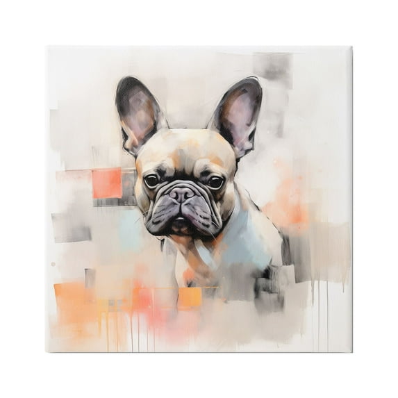 Stupell Industries French Bulldog Abstract Animals & Insects Painting Gallery Wrapped Canvas Art Print Wall Art, 17 x 17