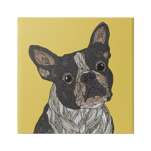 Stupell Industries French Bulldog Detailed Geometric Fractal Shapes Botanicals Graphic Art Gallery Wrapped Canvas Print Wall Art, Design by Valentina Harper