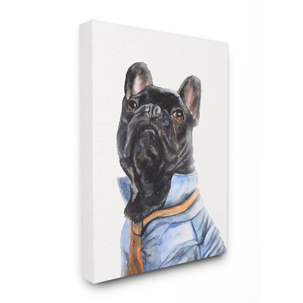 Stupell Industries French Bulldog Fashion Dog Pet Animal Watercolor Painting Canvas Wall Art by George Dyachenko