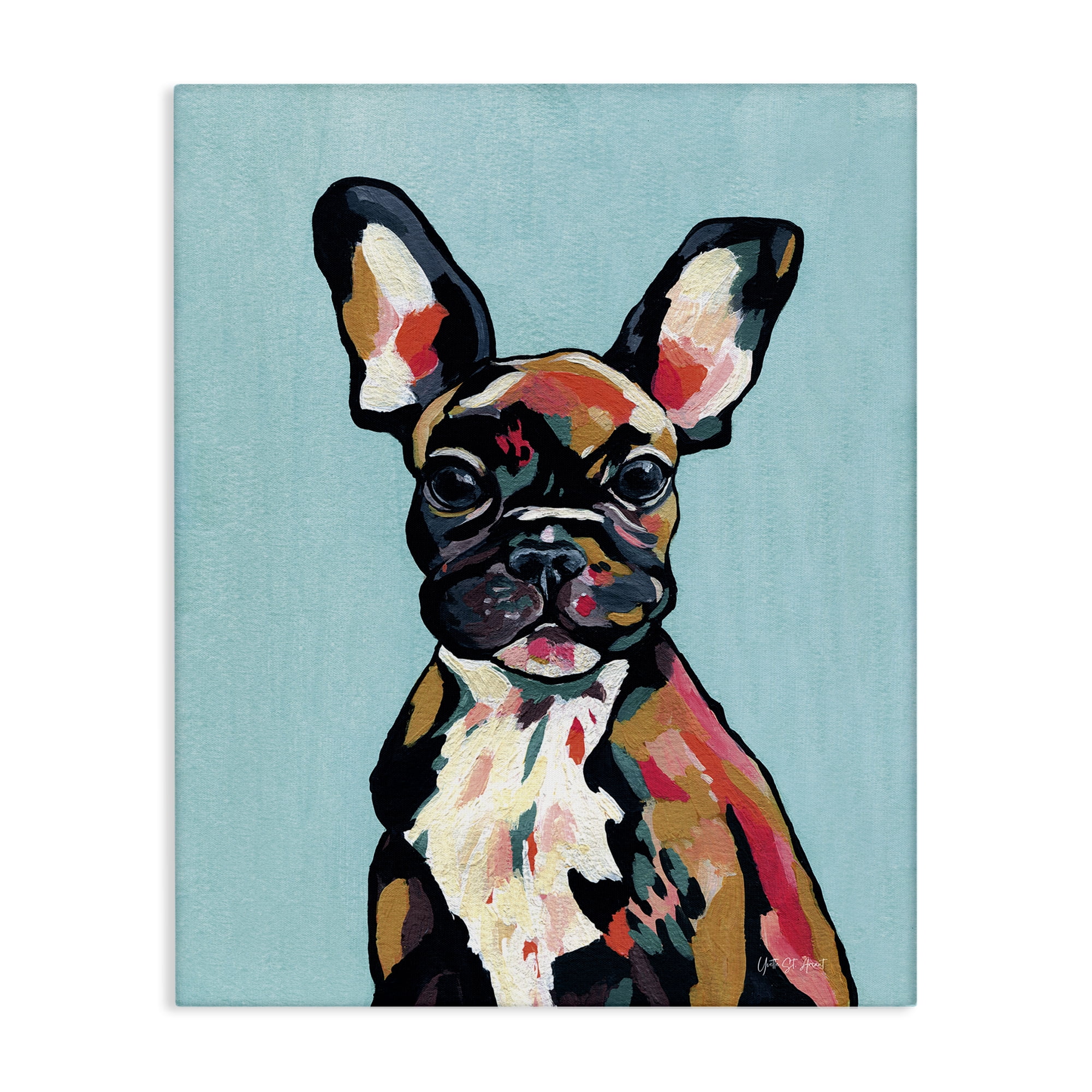 Stupell Industries French Bulldog Modern Animals Painting Wrapped Canvas Art Print Wall Art, 16 x 20