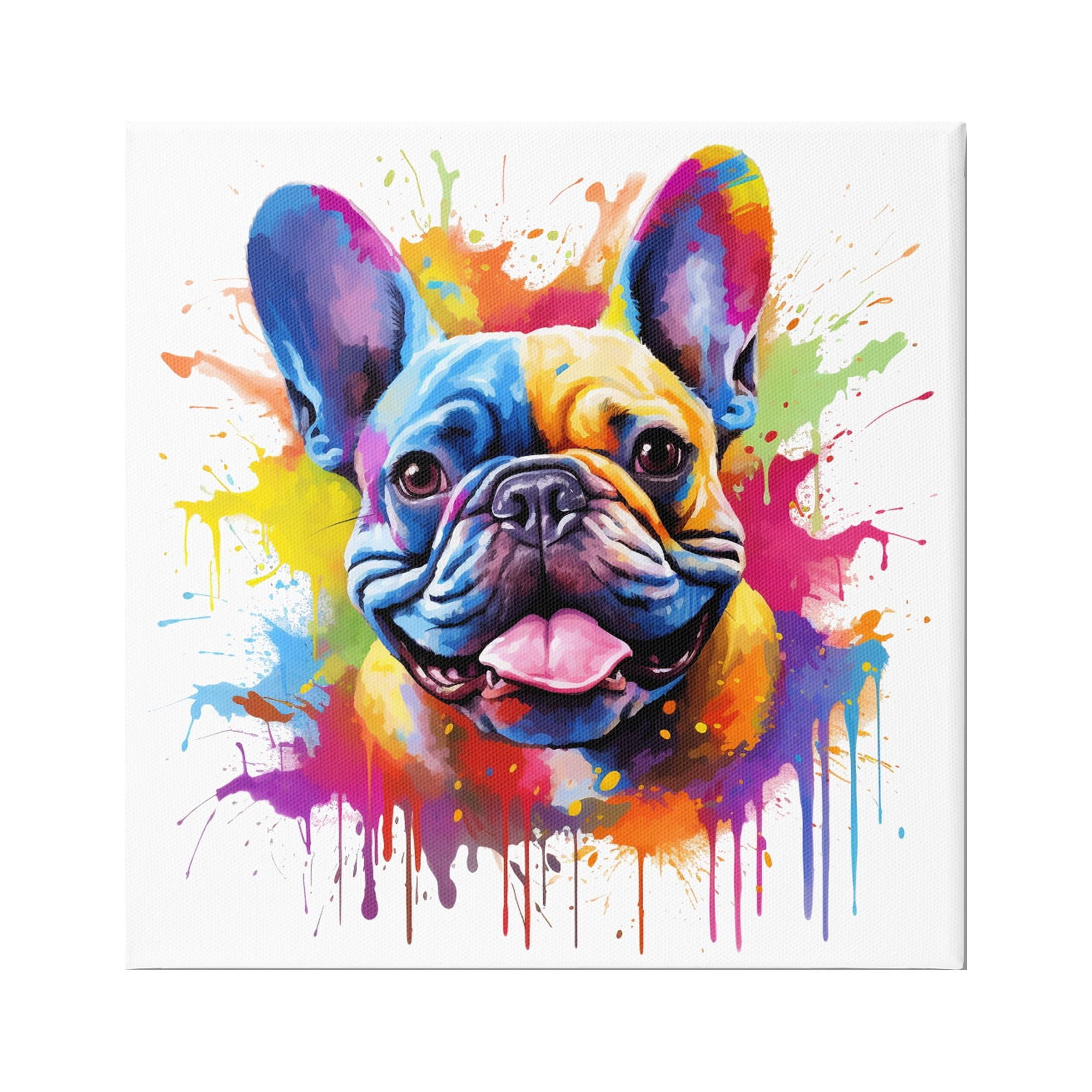 Stupell Industries French Bulldog Modern Splash Animals & Insects Painting Gallery Wrapped Canvas Art Print Wall Art, 30 x 30