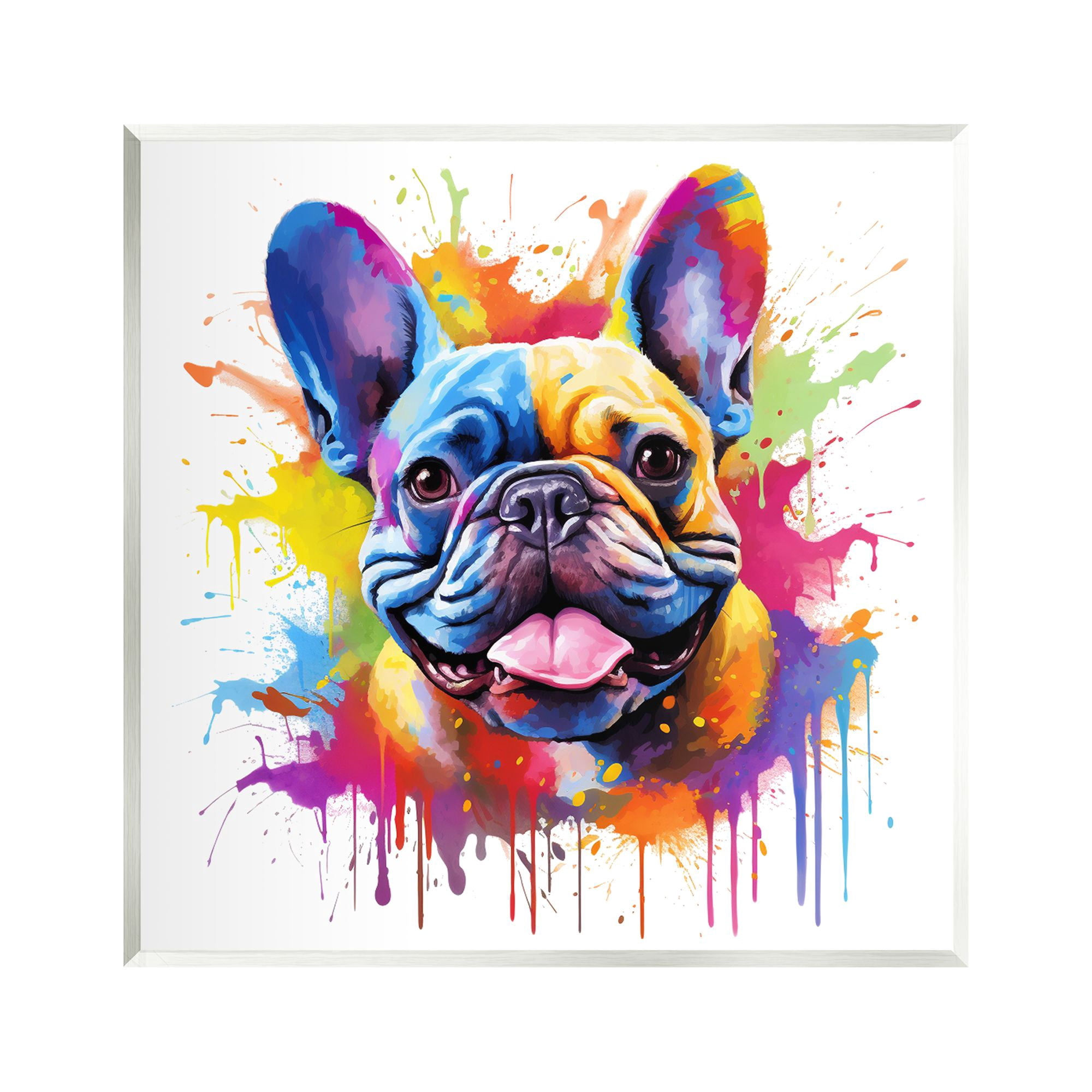 Stupell Industries French Bulldog Modern Splash Animals & Insects Painting Unframed Art Print Wall Art, 12 x 12
