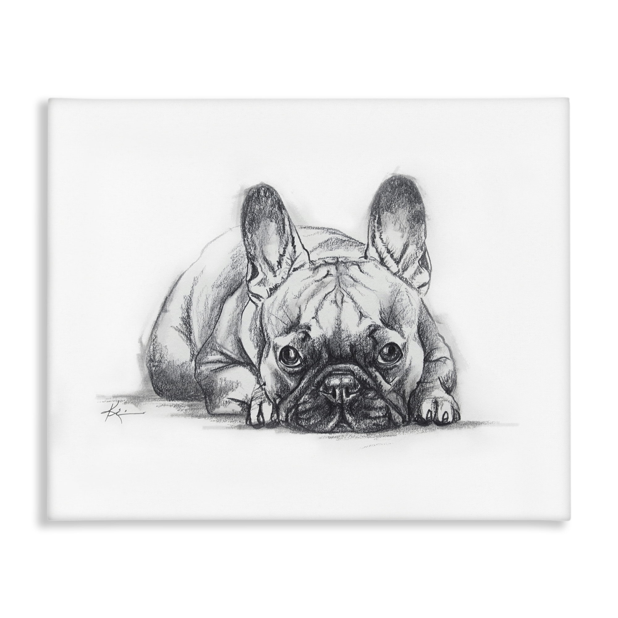 Stupell Industries French Bulldog Naptime Animals Drawing Wrapped Canvas Art Print Wall Art, 30 x 24