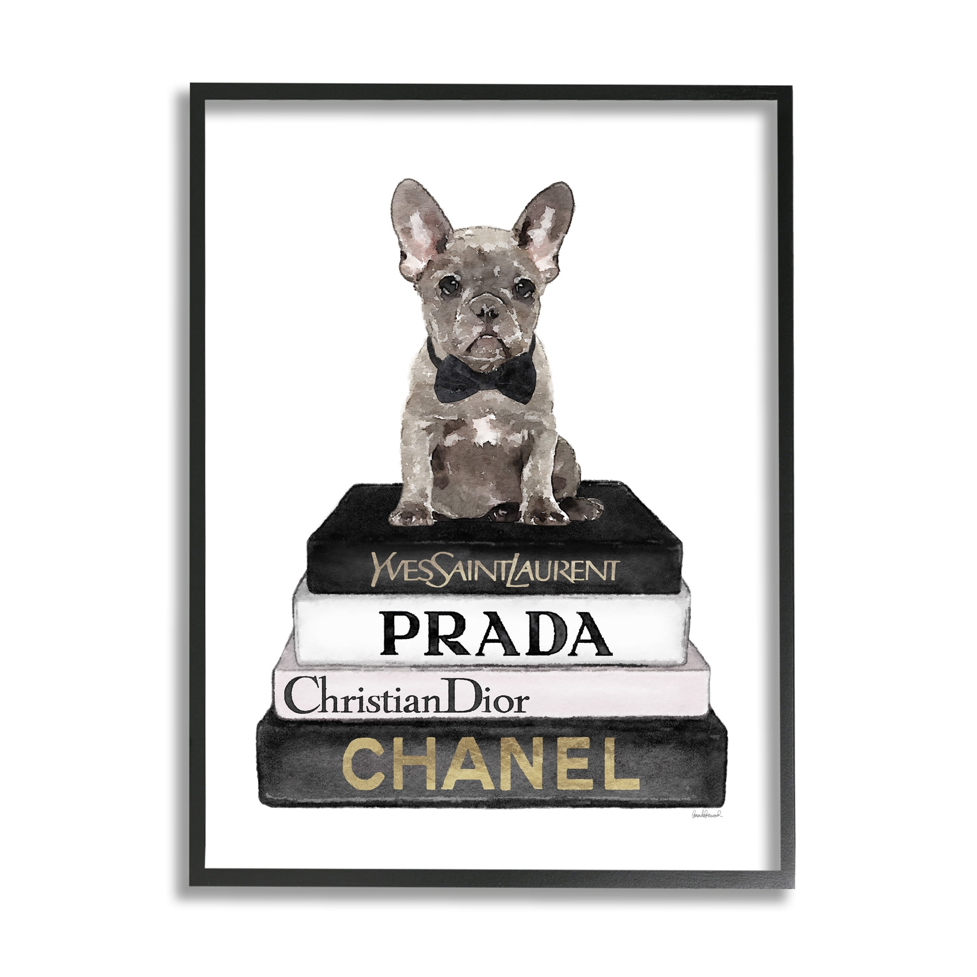 Stupell Industries French Bulldog Pet Fashion Apparel Bookstack