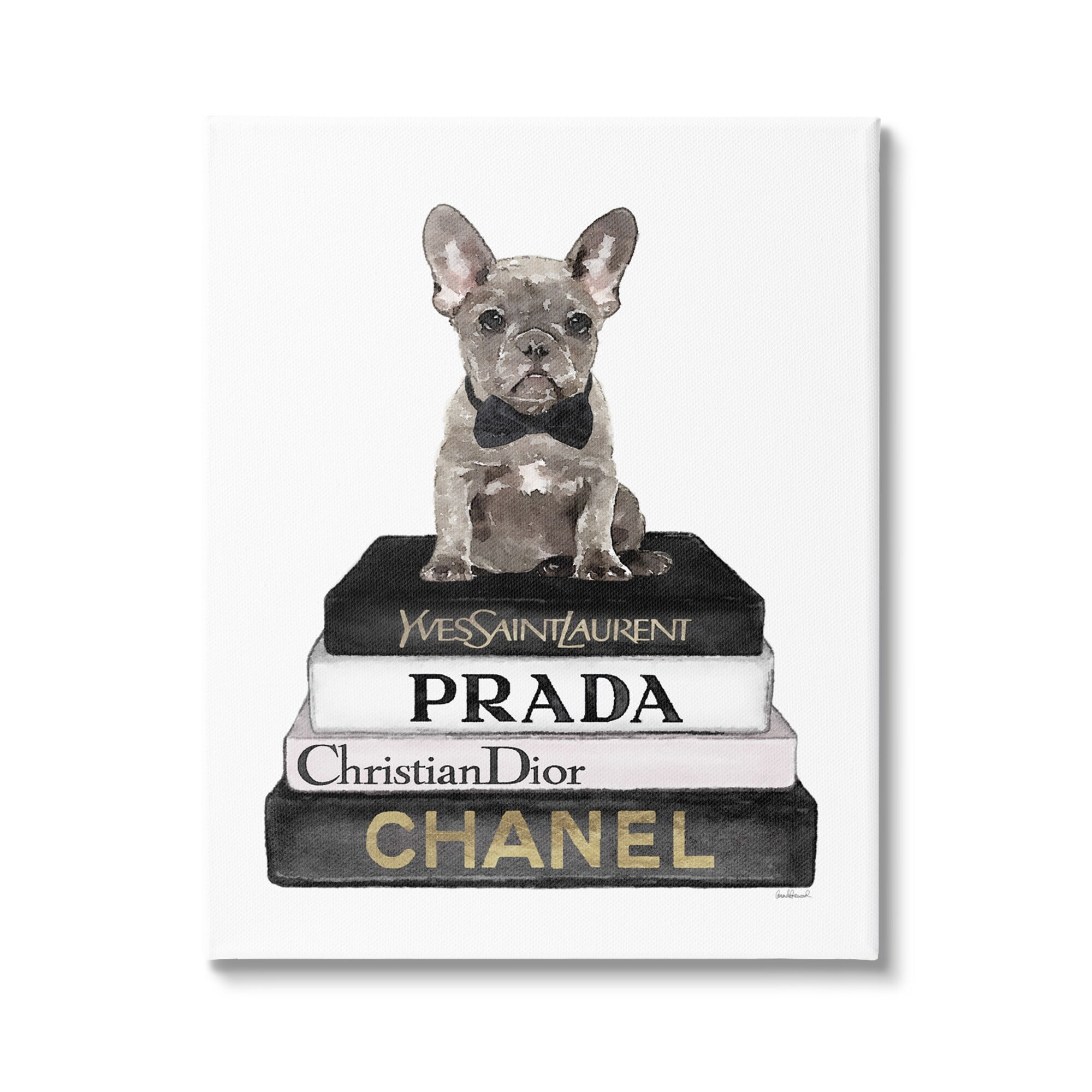Stupell Industries French Bulldog Pet Fashion Apparel Bookstack ,30 x 40, Design by Amanda Greenwood
