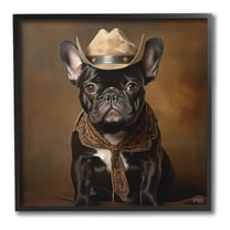 Stupell Industries French Bulldog Portrait Animals & Insects Painting Black Framed Art Print Wall Art, 12 x 12