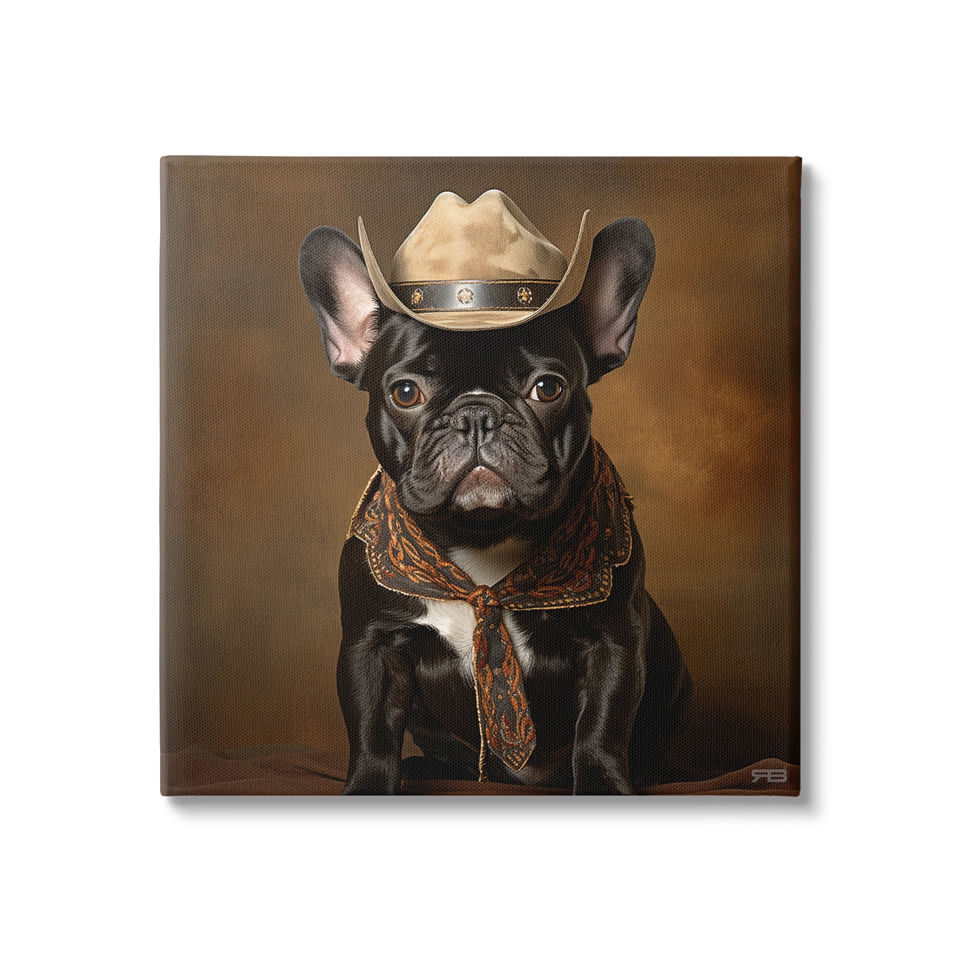 Stupell Industries French Bulldog Portrait Animals & Insects Painting Gallery Wrapped Canvas Art Print Wall Art, 24 x 24