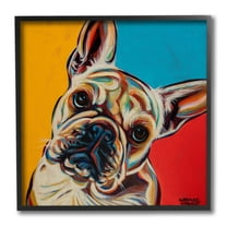 Stupell Industries French Bulldog Portrait Chroma Pop Red Yellow Blue Black Framed, 12 x 12, Design by Carolee Vitaletti