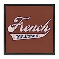 Stupell Industries French Bulldog Varsity Novelty & Humor Painting Black Floater Framed Canvas Art Print Wall Art, 18 x 18