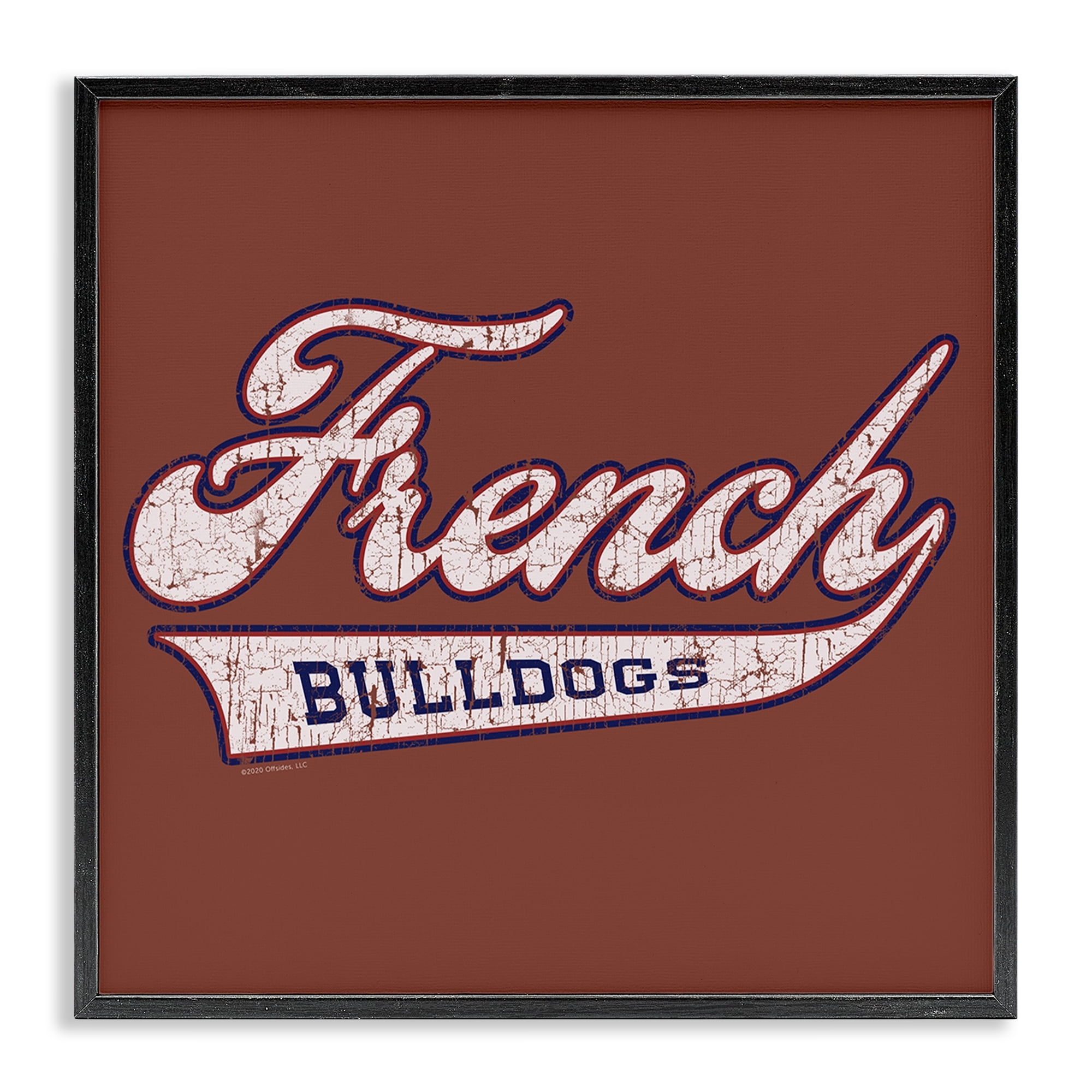 Stupell Industries French Bulldog Varsity Novelty & Humor Painting Black Framed Art Print Wall Art, 24 x 24