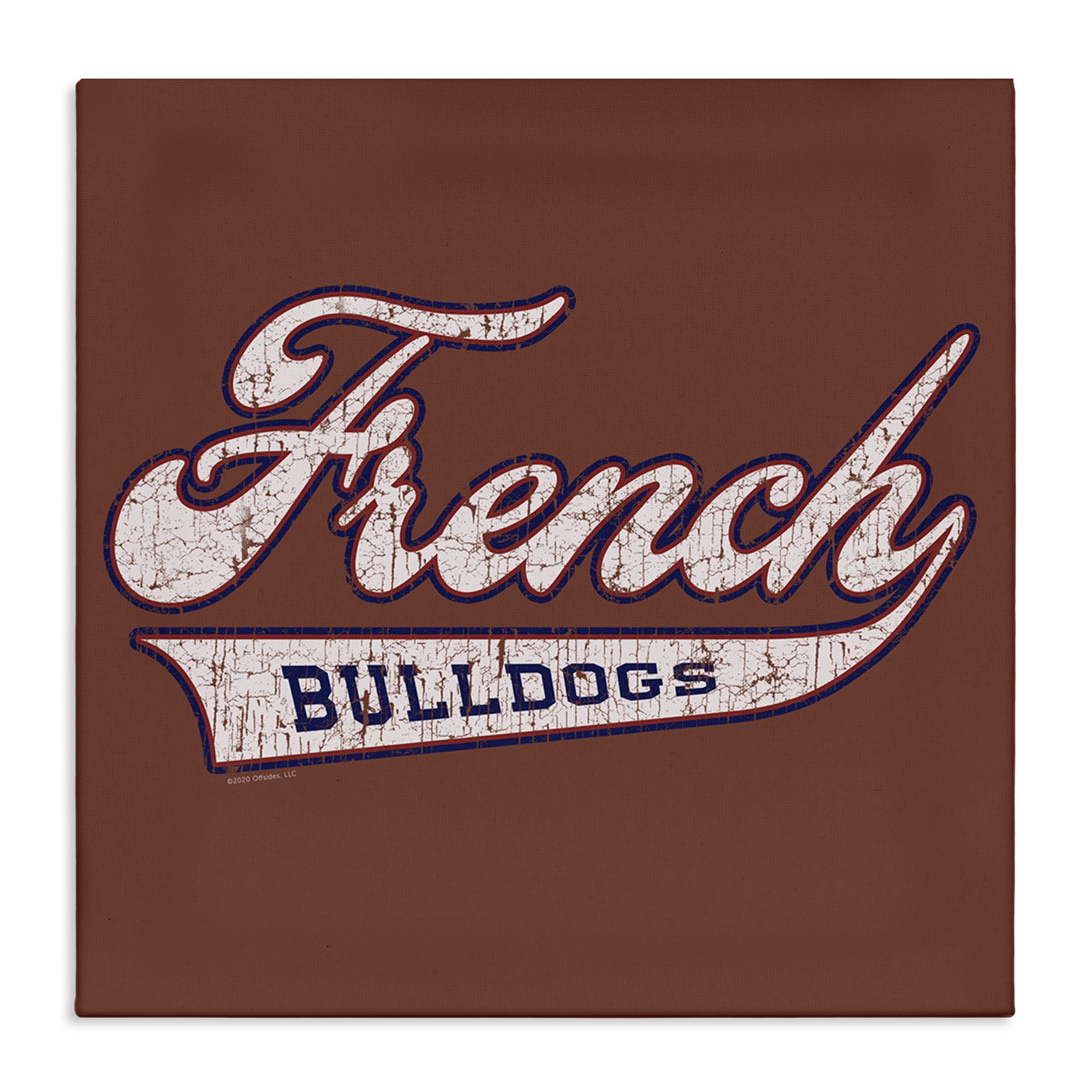 Stupell Industries French Bulldog Varsity Novelty & Humor Painting Wrapped Canvas Art Print Wall Art, 30 x 30
