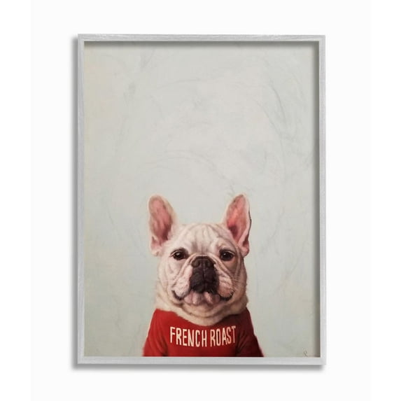 Stupell Industries French Bulldog in French Roast T-Shirt Dog Pun Designed by Lucia Heffernan