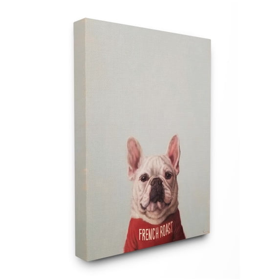 Stupell Industries French Bulldog in French Roast T-Shirt Dog Pun Designed by Lucia Heffernan