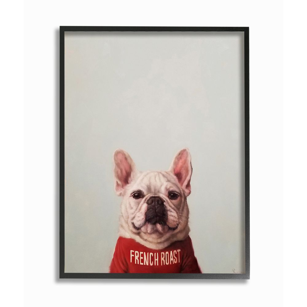 Stupell Industries French Bulldog in French Roast T-Shirt Dog Pun Designed by Lucia Heffernan