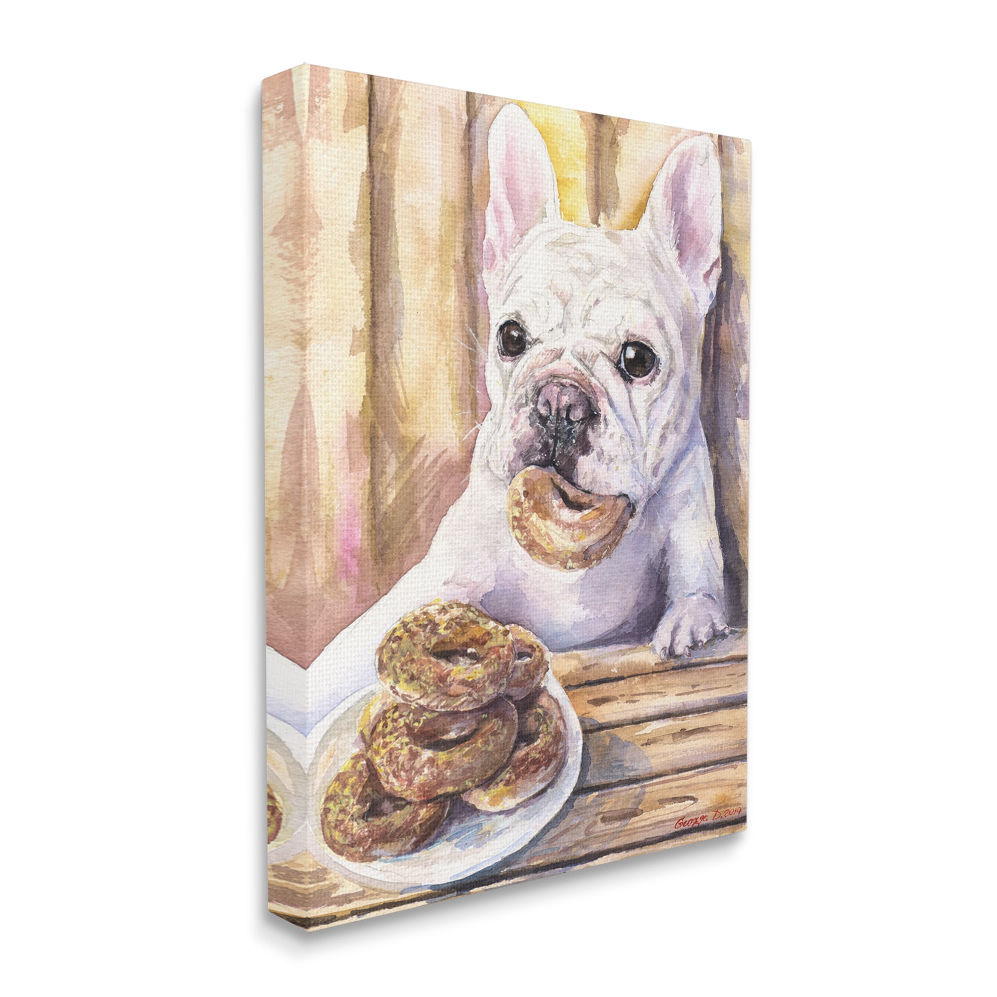 Stupell Industries French Bulldog with Donuts Dessert Pet Dog Canvas Wall Art, 24 x 30, Design by George Dyachenko