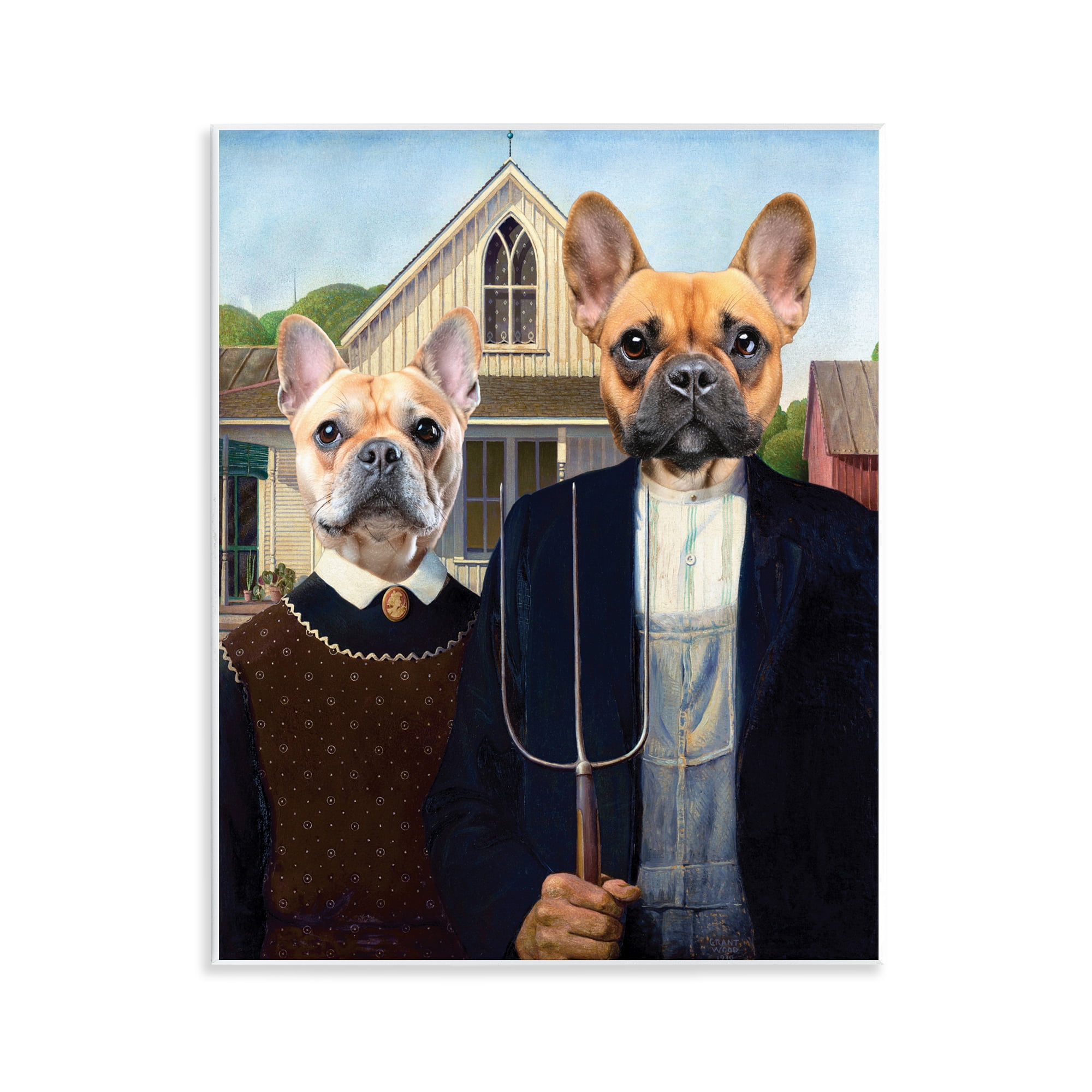Stupell Industries French Bulldogs Iconic Farmers Wall Plaque Art, design by Grotto Studios